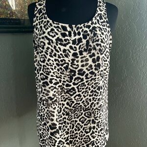Loveappella Leopard Print Sleeveless Top Sz Large animal print tank top